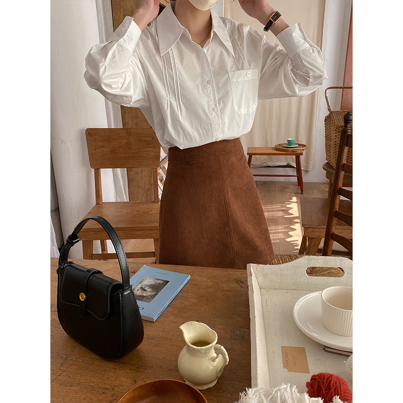 Damen Bluse Klassisch Falten Norvielle