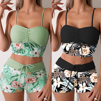 Damen Bikini-Set Raffung Edler Blumendruck - Norvielle