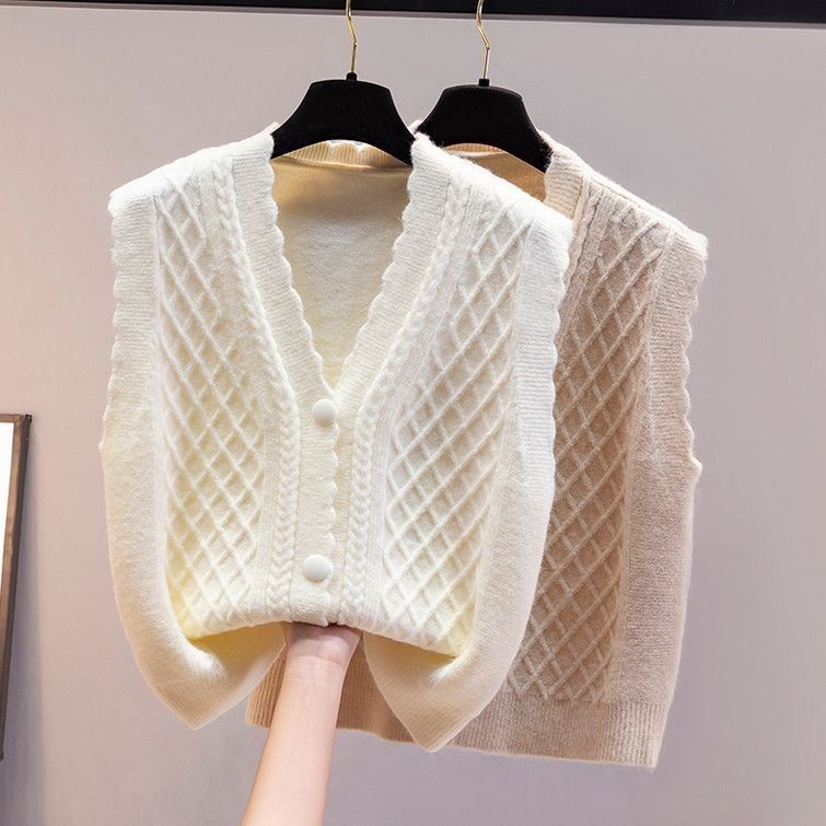 Damen Strickweste Zopfmuster Knopfdetails Norvielle - Norvielle