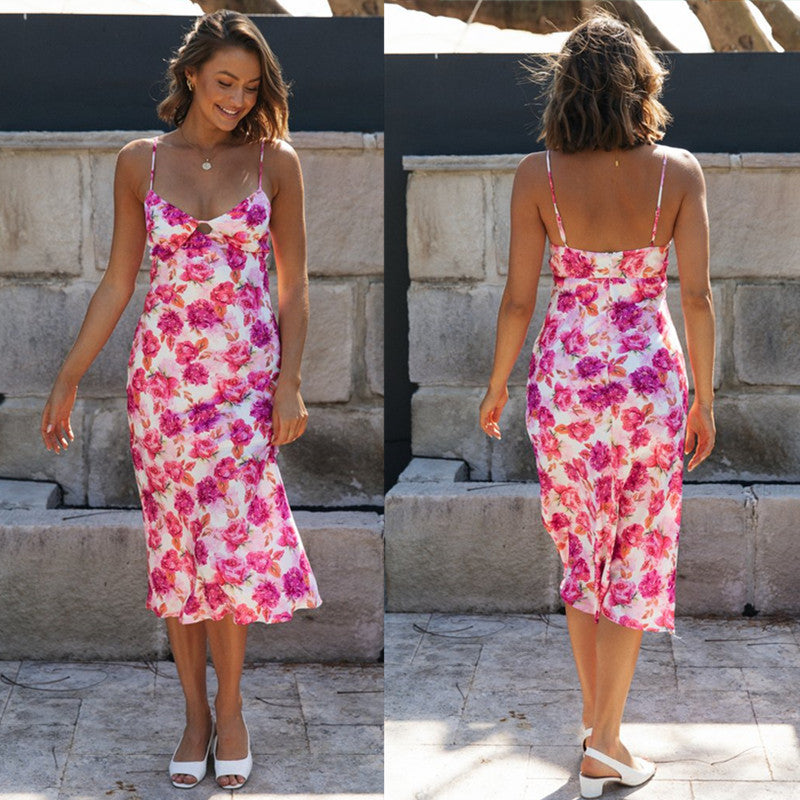 Damen Maxikleid Floraler Druck Mit Trägern Norvielle - Norvielle