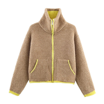 Damen Fleecejacke Oversized mit Kragen und Taschen Norvielle