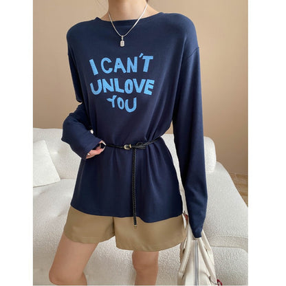 Damen Langarmshirt Lässiger Schnitt Mit Schriftzug Norvielle