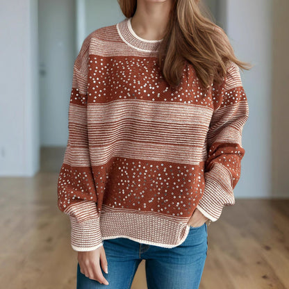 Damen Sweatshirt Glitzernde Pailletten-Applikationen Norvielle
