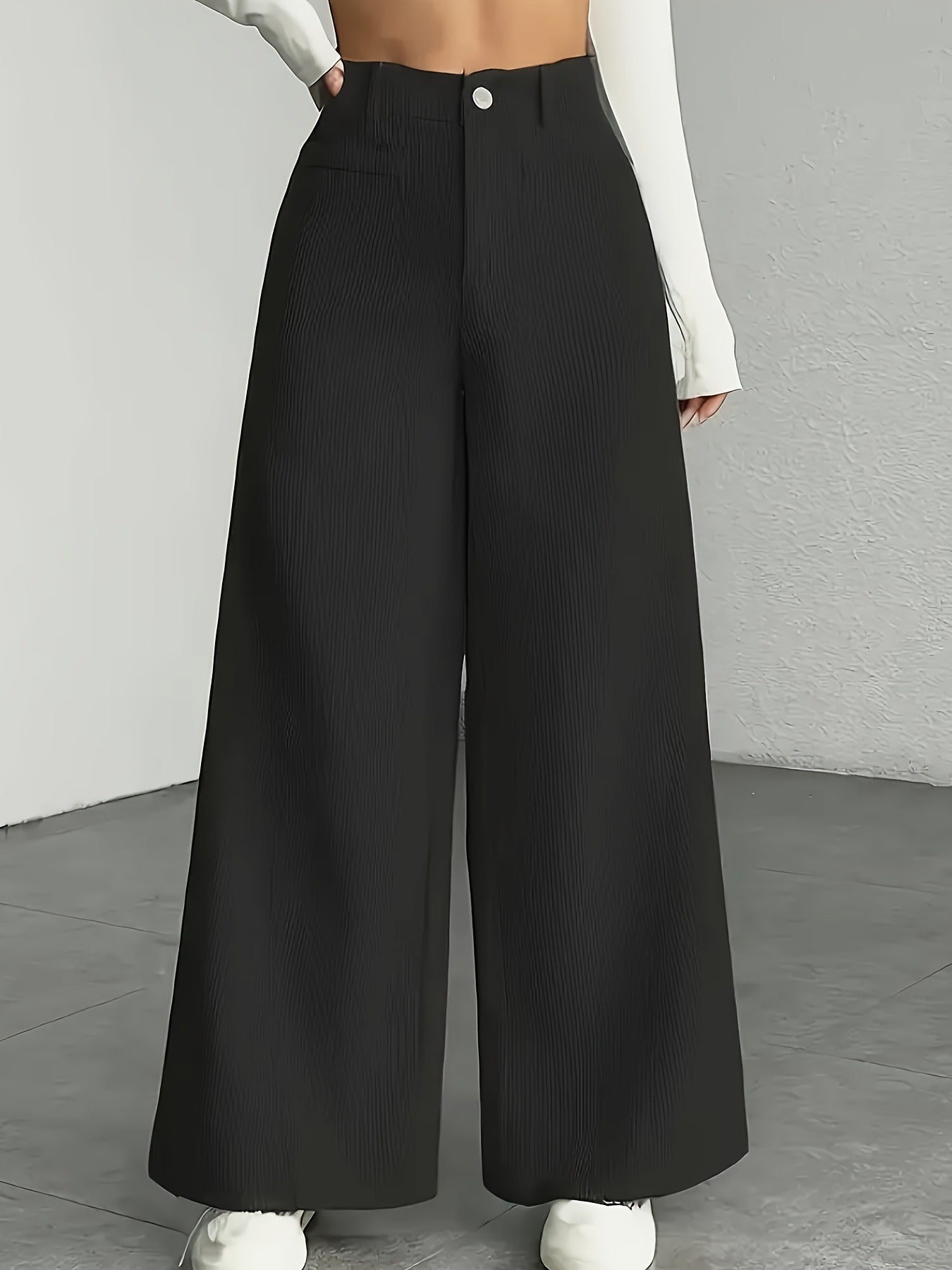 Damen Cordhose Weite Passform Hoher Bund Lang