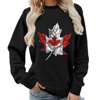 Damen Sweatshirt Ahornblatt-Motiv Gemütlich Norvielle