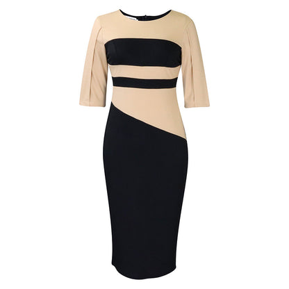Damen Kleid Asymmetrisch Figurbetont Ärmel