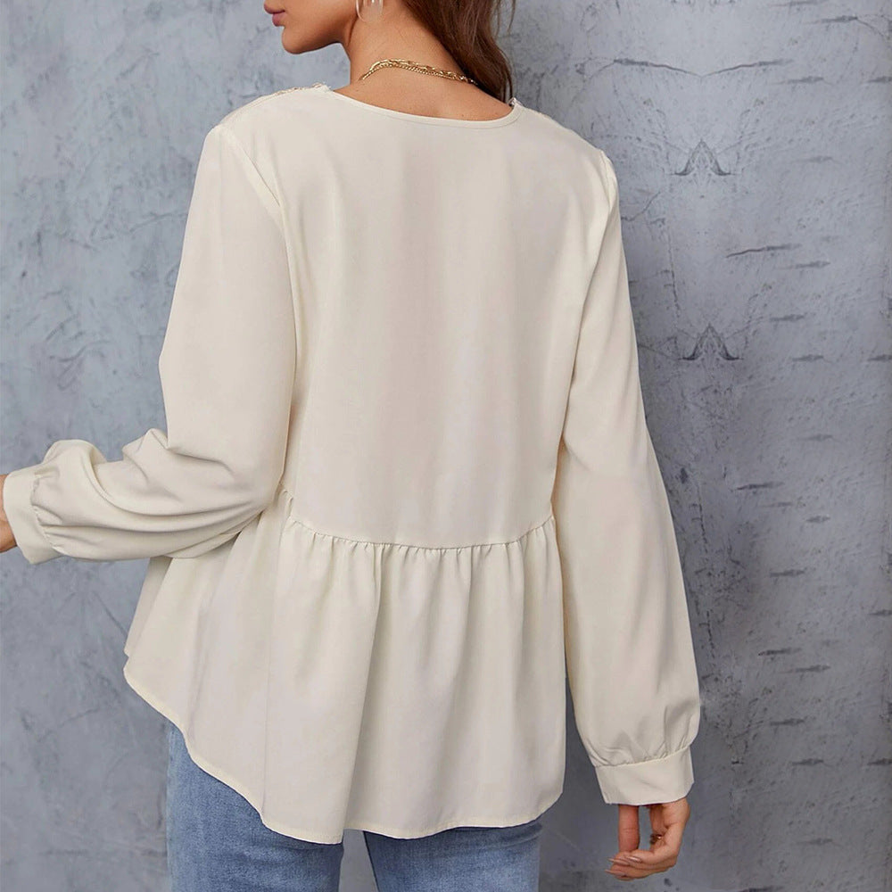 Damen Bluse Spitze Ärmel Norvielle