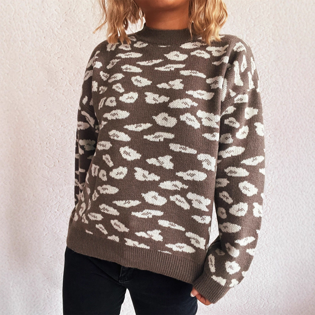 Damen Strickpullover Tiermuster Lässig Norvielle