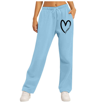Damen Freizeithose Elastischer Bund Herzmotiv Norvielle