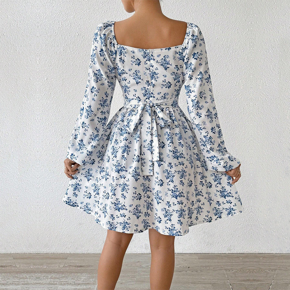 Damen Sommerkleid Floralmuster Längsärmel Norvielle