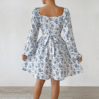 Damen Sommerkleid Floralmuster Längsärmel Norvielle