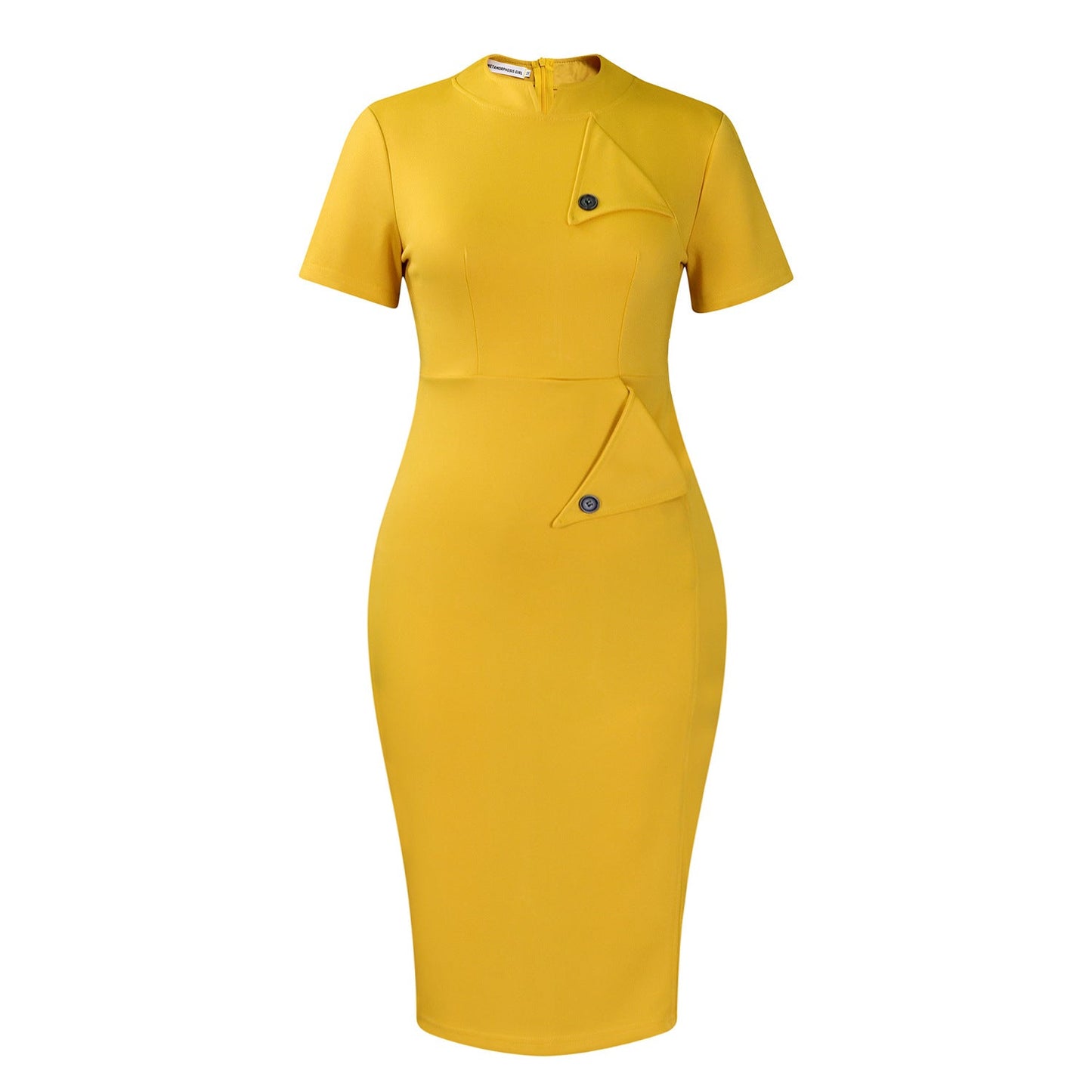 Damen Midi-Kleid Figurbetont Norvielle Knöpfe
