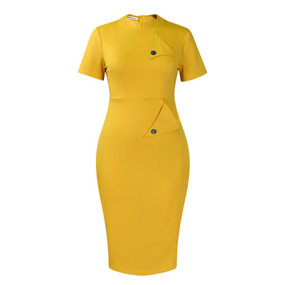Damen Midi-Kleid Figurbetont Norvielle Knöpfe