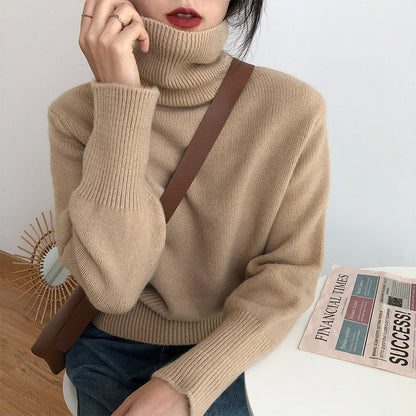 Damen Rollkragenpullover Feinstrick Beige