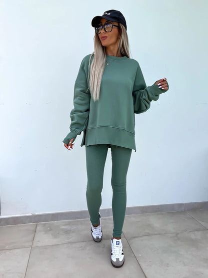 Damen Sport-Loungewear-Set mit Sweatshirt und Leggings