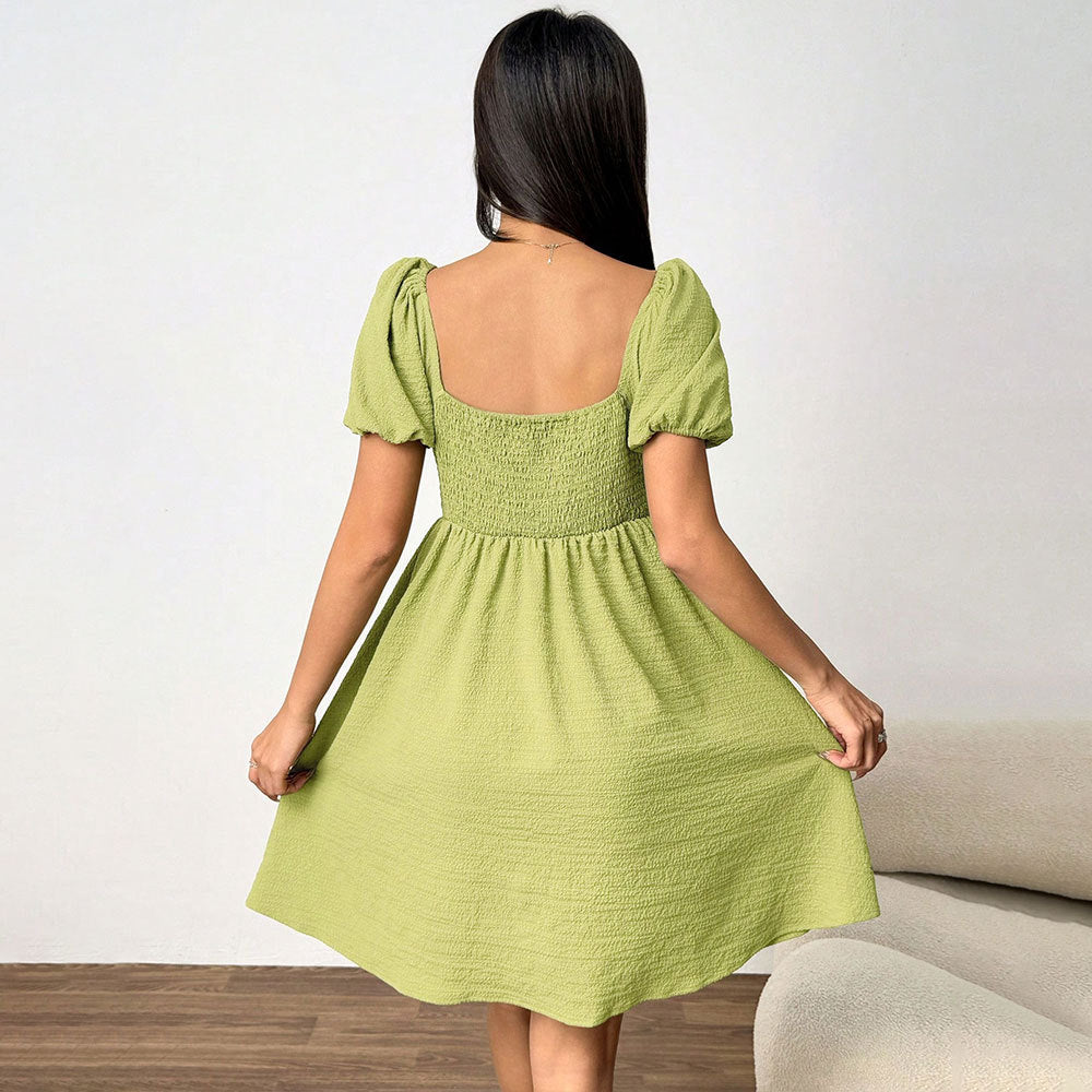 Damen Sommerkleid Off-Shoulder Puffärmel Seitenschlitz Norvielle