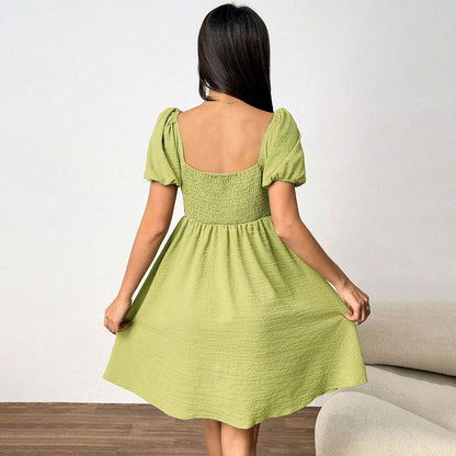 Damen Sommerkleid Off-Shoulder Puffärmel Seitenschlitz Norvielle