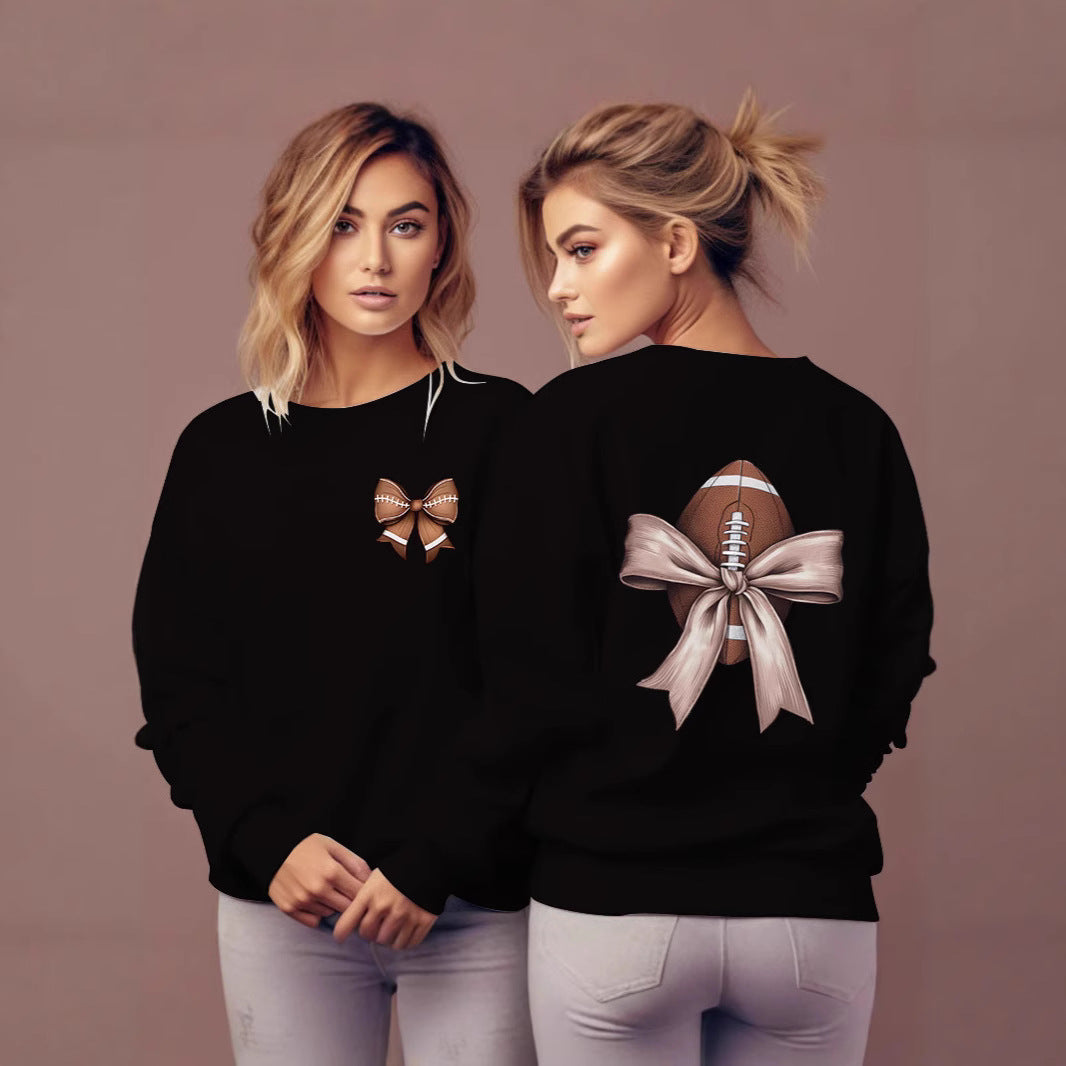 Damen Sweatshirt Footballmotiv Schleifenakzent