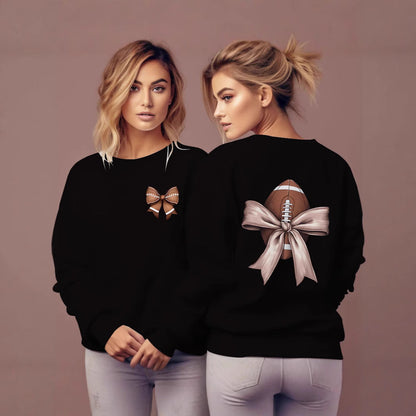 Damen Sweatshirt Footballmotiv Schleifenakzent