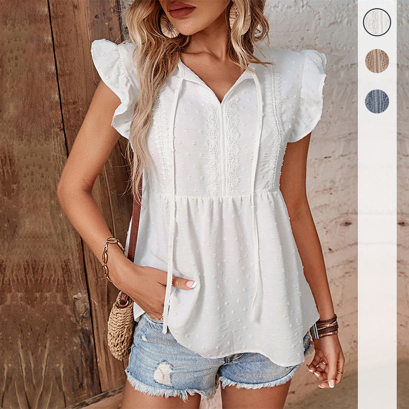 Damen Bluse mit Rüschendetails Luftig Modischer Schnitt Norvielle - Norvielle