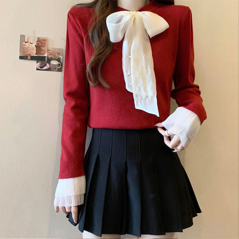 Damen Oberteil mit Schleifen-Applikation Elegantes Design Norvielle
