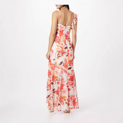 Damen Maxikleid Schulterfrei Flora Rüschen