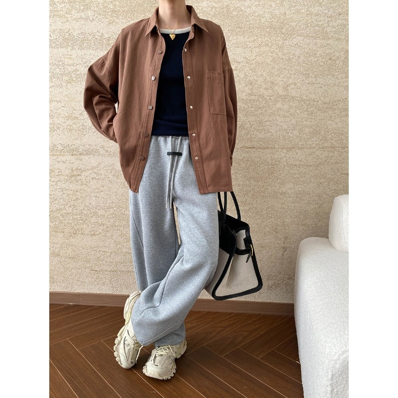 Damen Overshirtjacke Baumwolle Praktische Brusttasche Beige