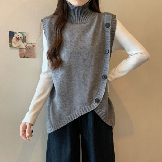 Damen Strickpullover Hohler Kragen Asymmetrisch Norvielle - Norvielle