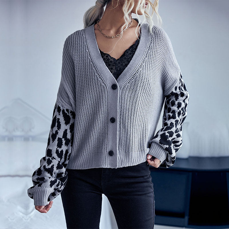 Damen Strickjacke Animalmuster Lässig Norvielle