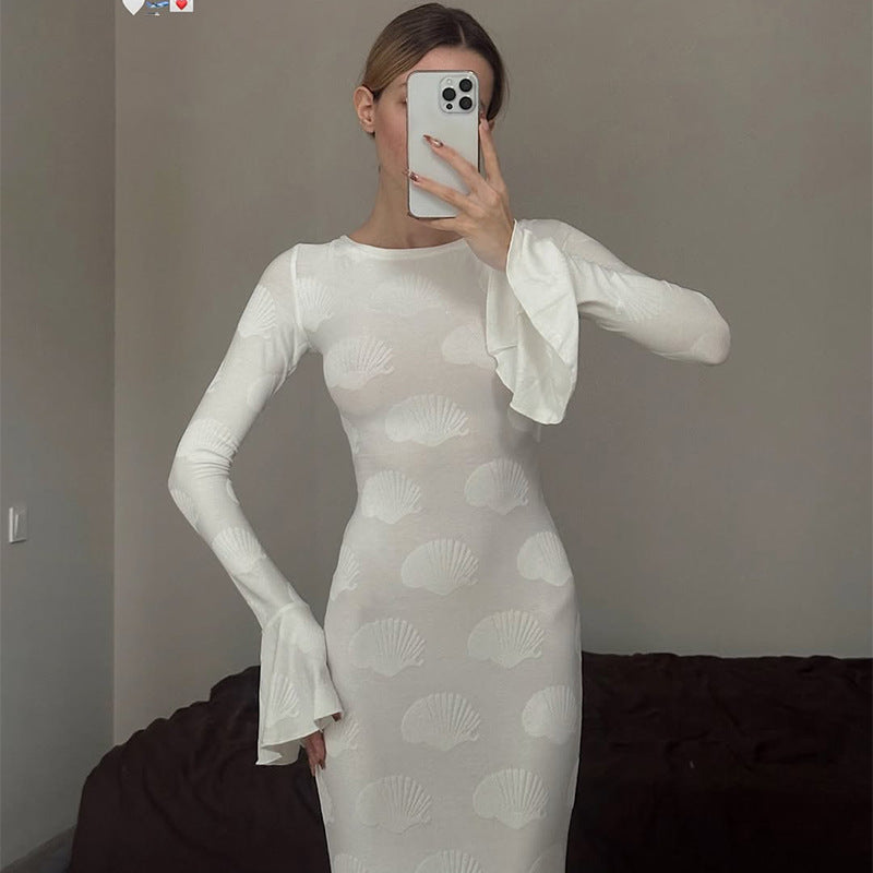 Damen Maxikleid Elegantes Flügelärmel-Design Norvielle