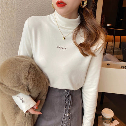 Damen Turtleneck Pullover mit Schriftzug