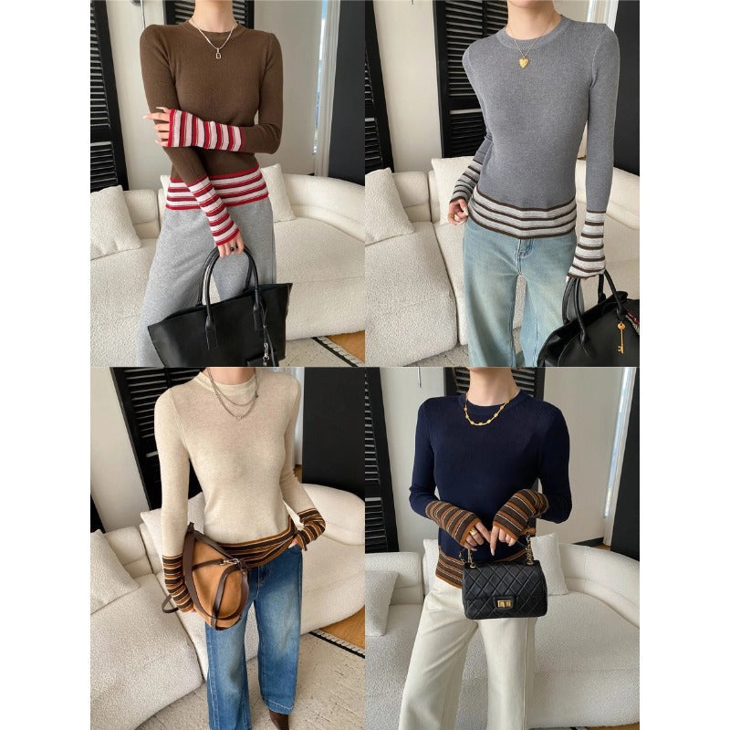 Damen Strickpullover Modische Streifen Norvielle