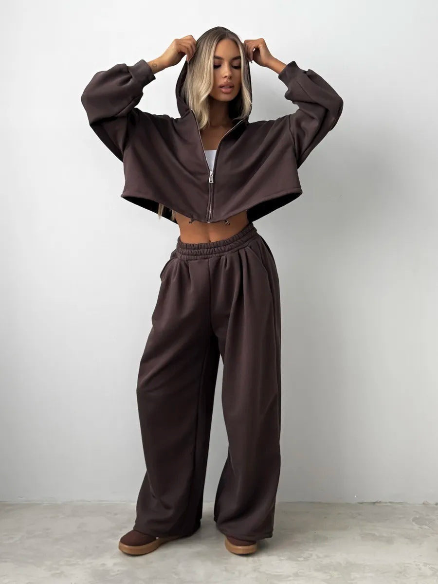 Damen Cropped Hoodie und Jogginghose Bequem Norvielle