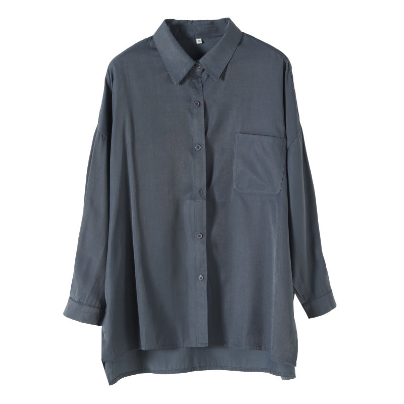 Damen Oversized Hemdbluse Atmungsaktiver Baumwollmix