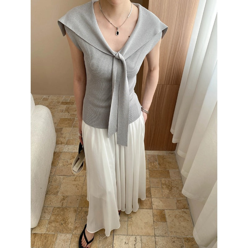 Damen Oberteil Schleifenkragen Elegantes Design Norvielle