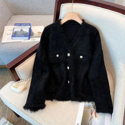 Damen Fleecejacke mit Knöpfen und Fransen Norvielle
