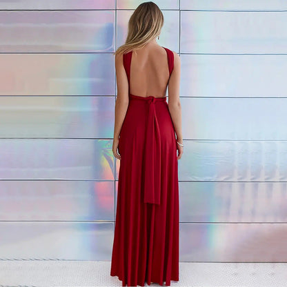 Damen Maxikleid Wickel-Design Figurbetonend Norvielle