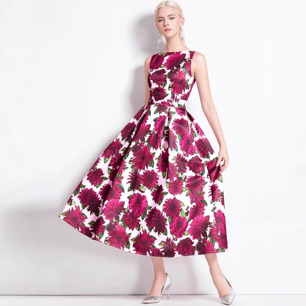 Damen Maxikleid mit Blumenapplikationen Tailliert Norvielle
