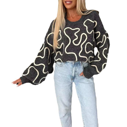 Damen Strickpullover Künstlermuster Norvielle