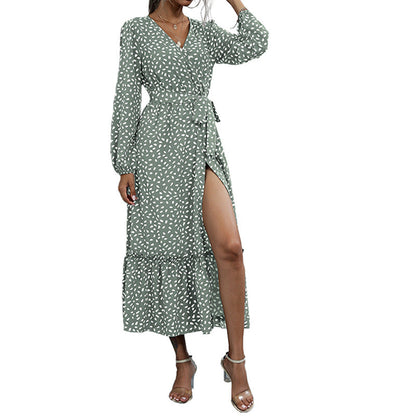 Damen Wickelkleid Rüschendetails Elegantes Muster Norvielle