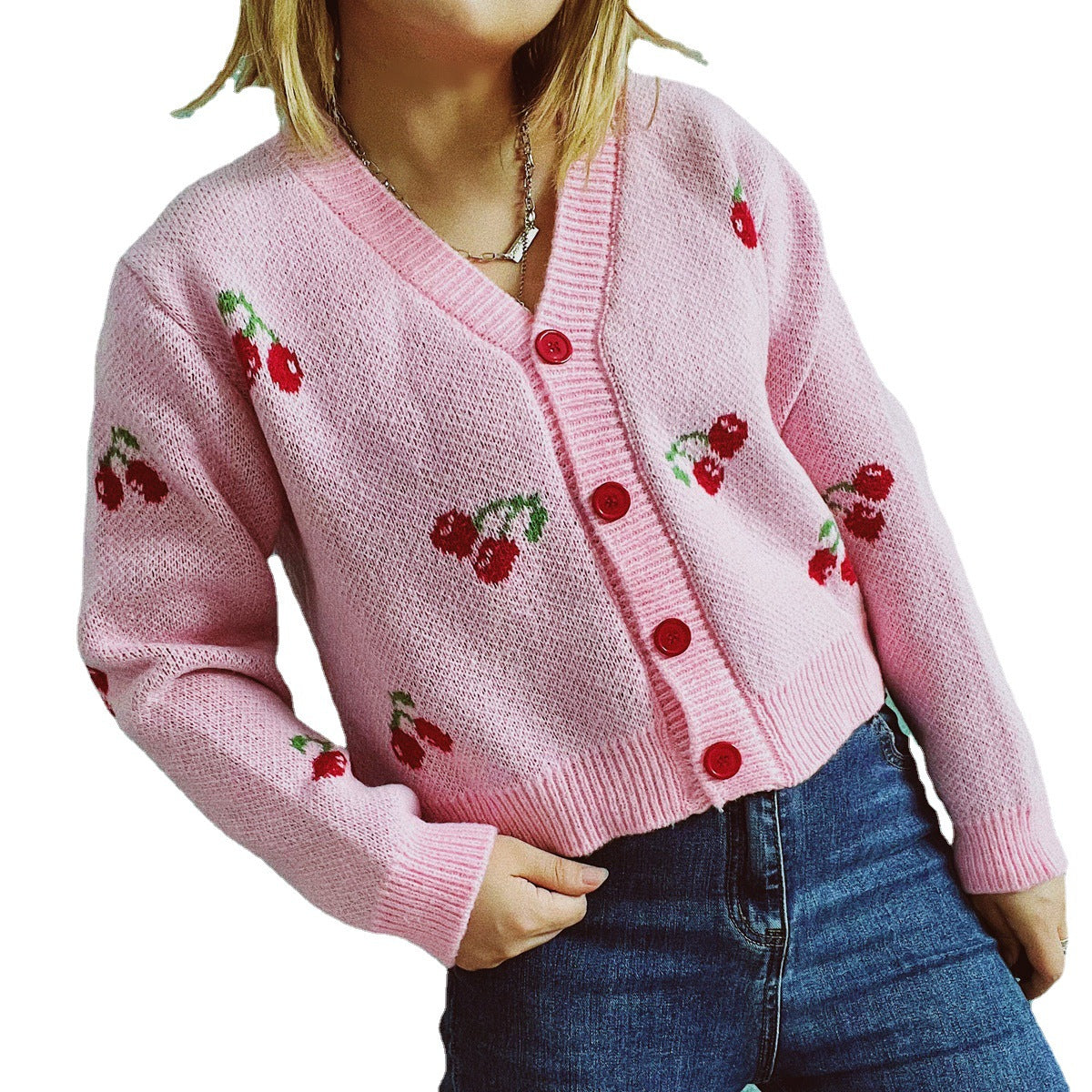 Damen Strickjacke Crop-Style Fruchtig Norvielle