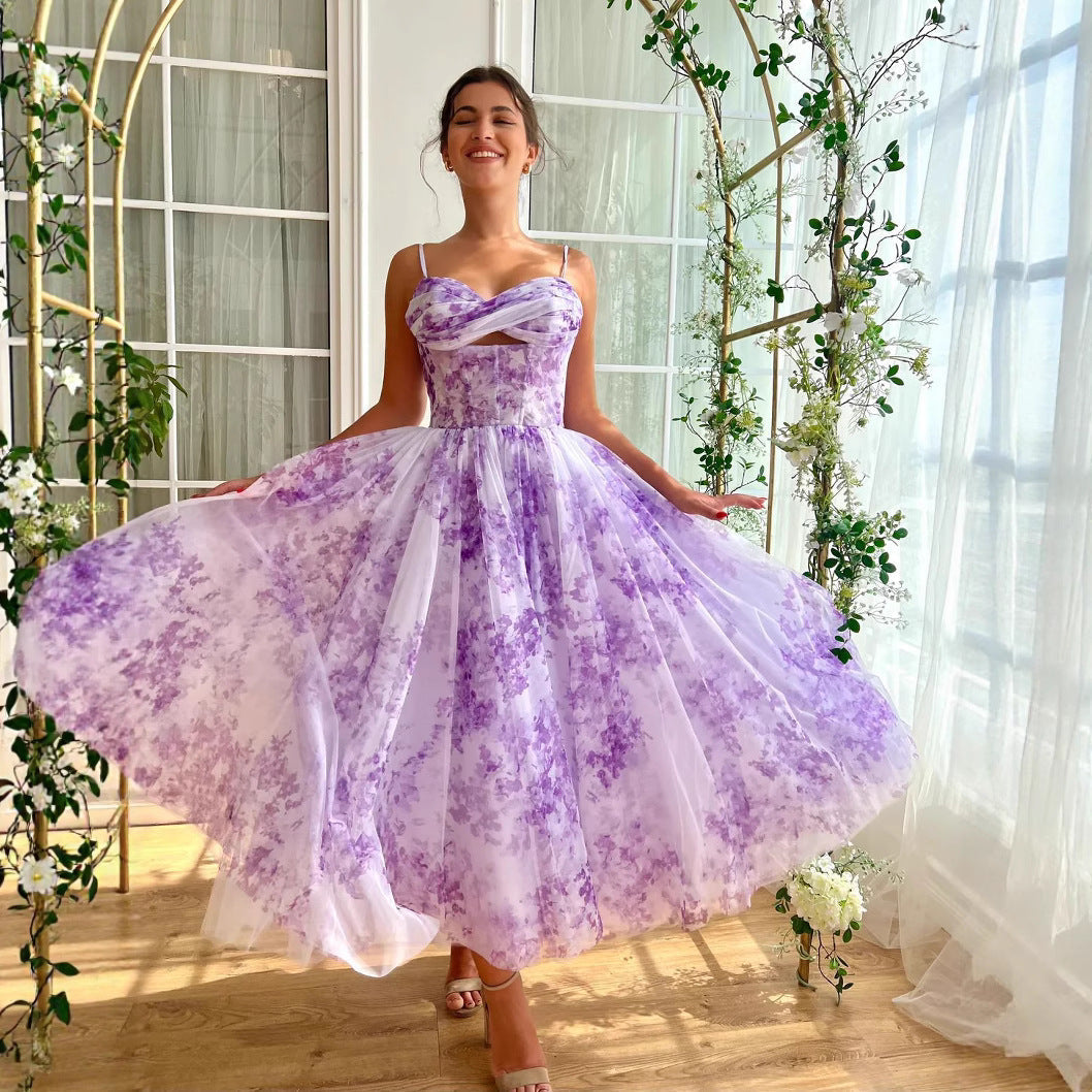Damen Abendkleid Florales Design Eleganter Schnitt Norvielle