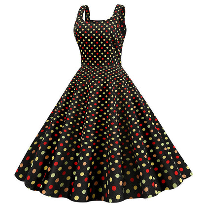 Damen Swing-Kleid mit Polka-Dots-Design