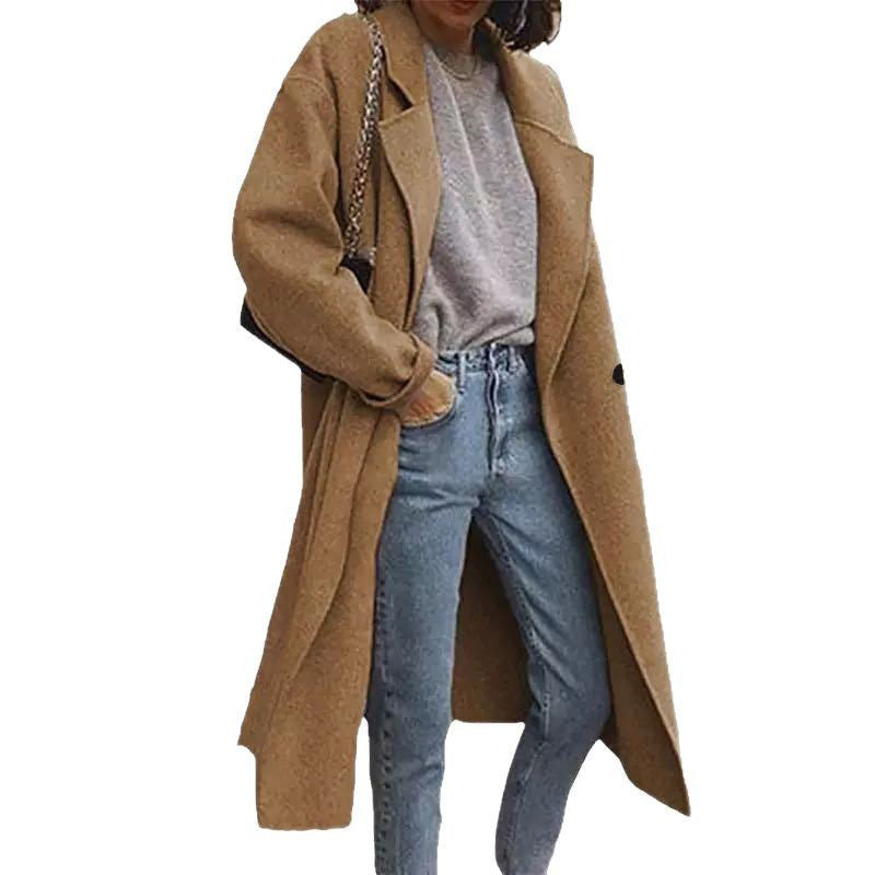 Damen Oversized Wollmantel Klassisches Design