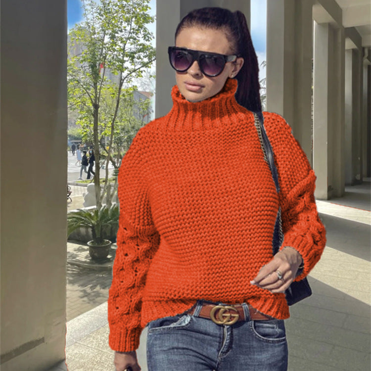 Damen Grobstrickpullover Hochkragen Strukturoptik Norvielle