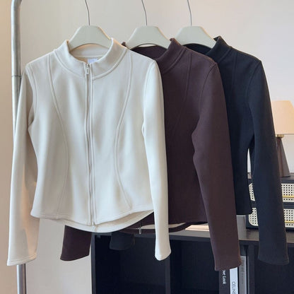 Damen Fleecejacke Stehkragen Sportlich Norvielle