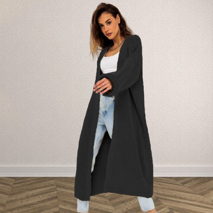 Damen Grobstrick Cardigan Offenes Frontdesign Tiefen Taschen Norvielle
