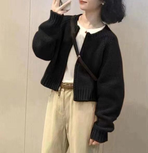 Damen Strickjacke Rundhalsausschnitt Kuschelig Norvielle