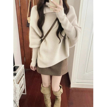 Damen Oversized Pullover Asymmetrischer Saum Norvielle - Norvielle