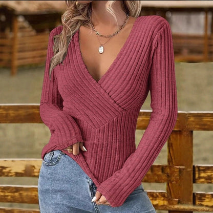 Damen Pullover V-Ausschnitt Figurbetonend Norvielle